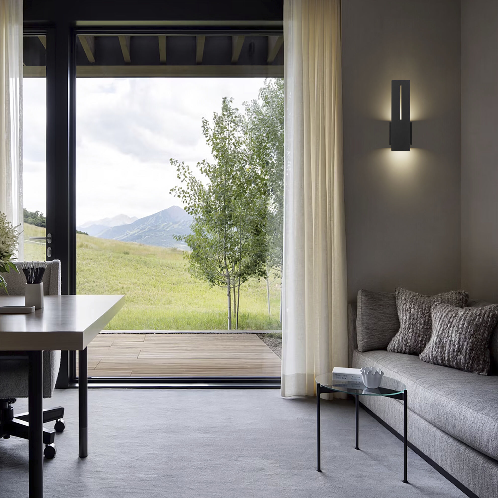 Slot LED 15 inch Sand Black Outdoor Wall Sconce